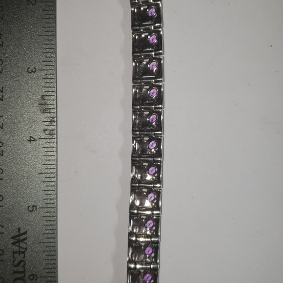 Vintage sterling silver amethyst bracelet - Picture 2 of 4